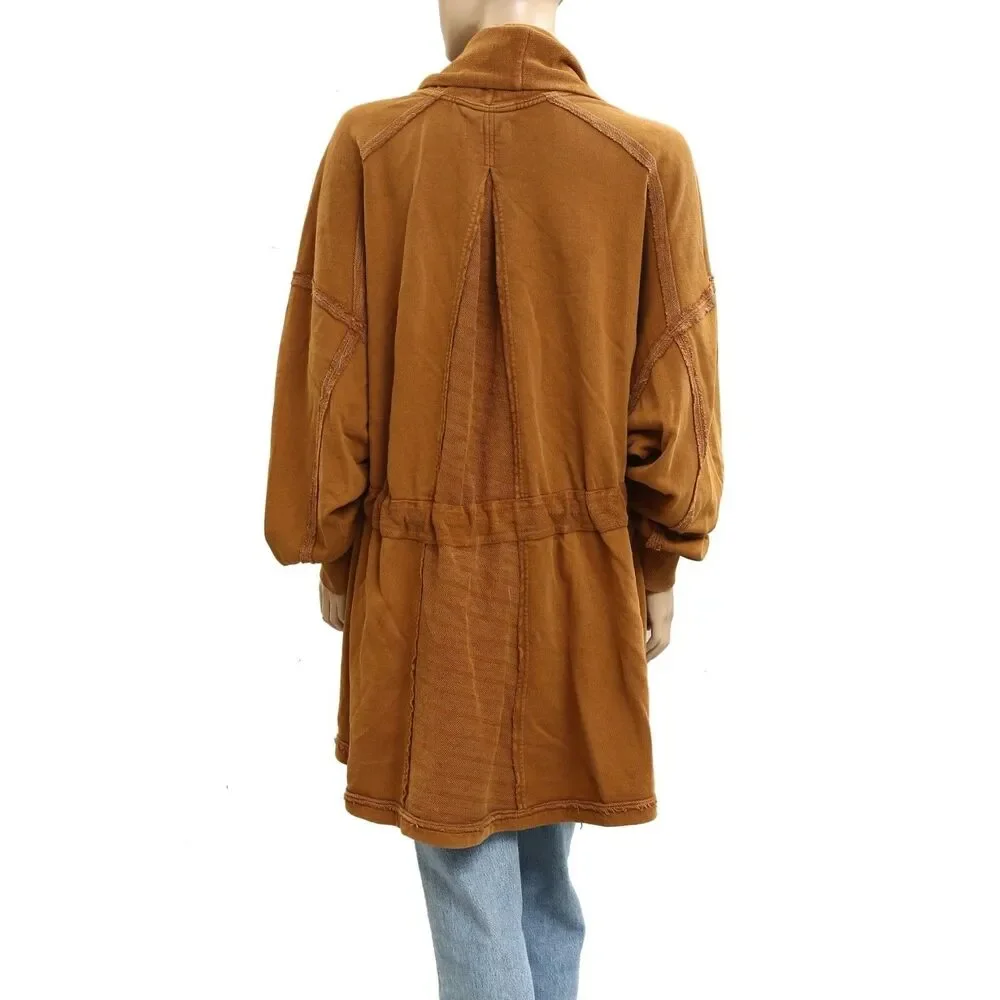 Free People Boothbay Sweatshirt Jacket Cardi Top Ventilated Oversized XS 283804